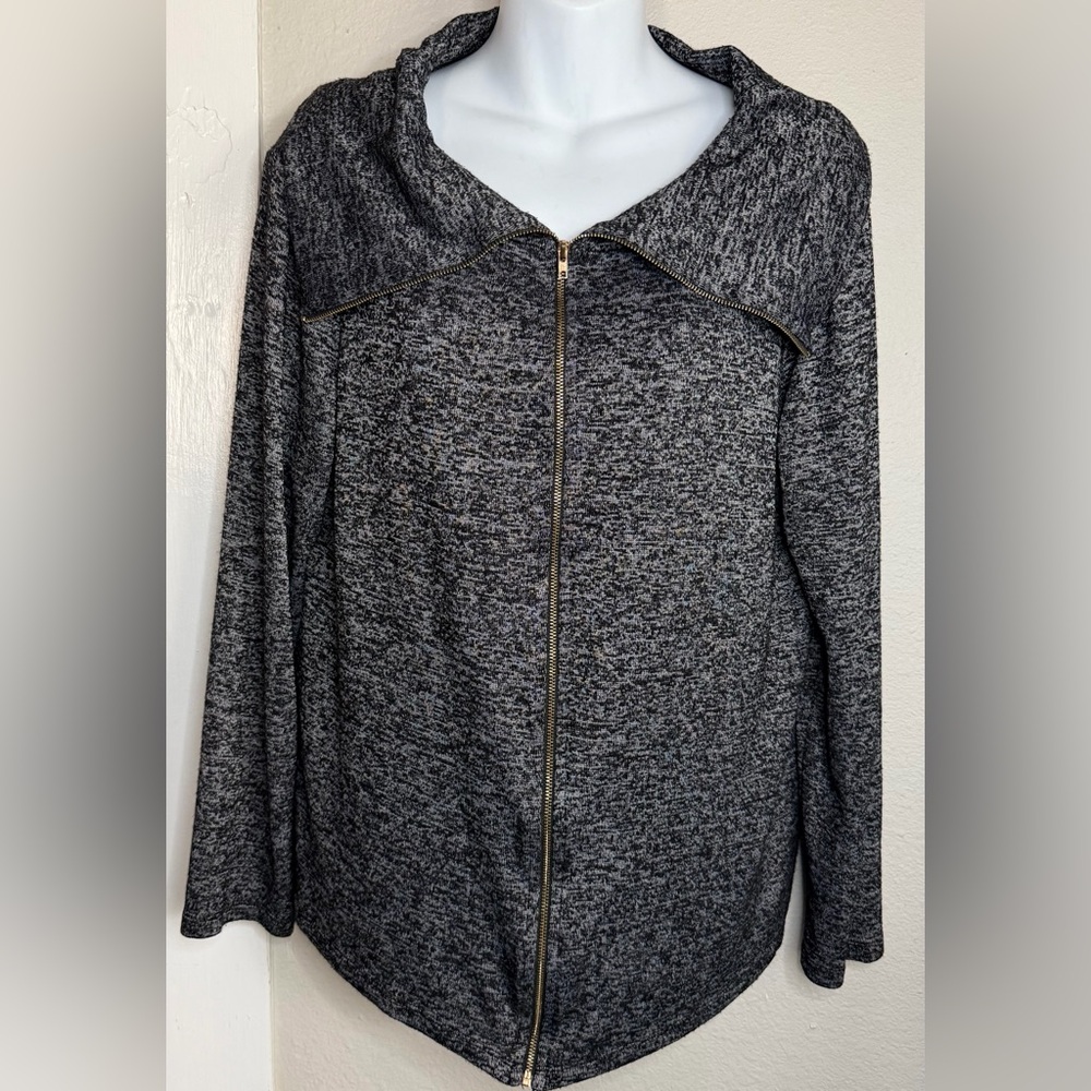 PerSeption Concept Gray Long Sleeve Zip Up Cardigan Size XL